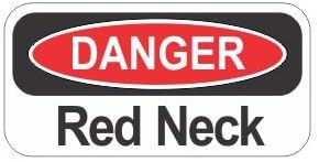 (3) Danger red neck funny hard hat/helmet stickers