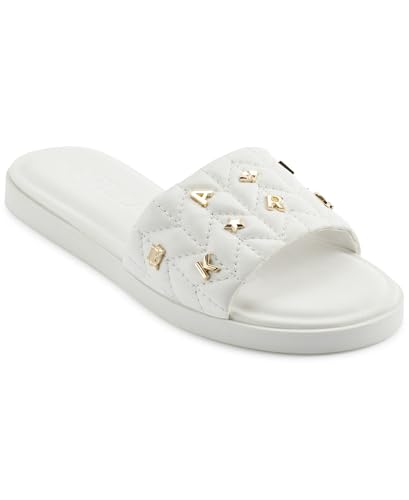 KARL LAGERFELD Women's Cushioned Insole Everyday Carenza Studs-Flat Sandal Slide