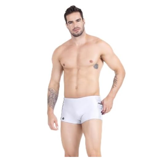 Sunga Box Masculina Bolso Com Ziper Faixas Decorativas Tecido Poliamida Zero Transparência Toda Forrada (BR, Alfa, M, Regular, Branco)