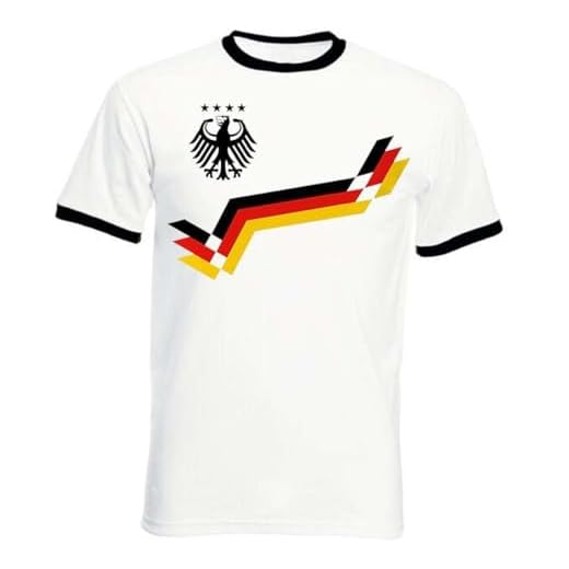 Herren T-Shirt Deutschland Retro Trikot Fußball - Weiß XXL