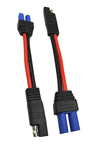 ZHOFONET EC5 naar SAE-kabel, EC5 stekker naar SAE Power Automotive adapter met 30 cm 10 AWG siliconen kabel, SAE naar EC5 stroomaansluiting voor zonnemodulebatterijen voor automotoren, autoaccu, 2
