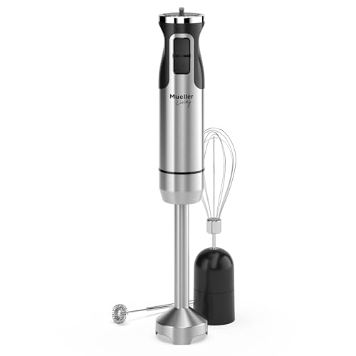 MuellerLiving Immersion Handheld Stick Blender: 8-Speed Stainless Steel Electric, 3-in-1 Turbo Mode...*