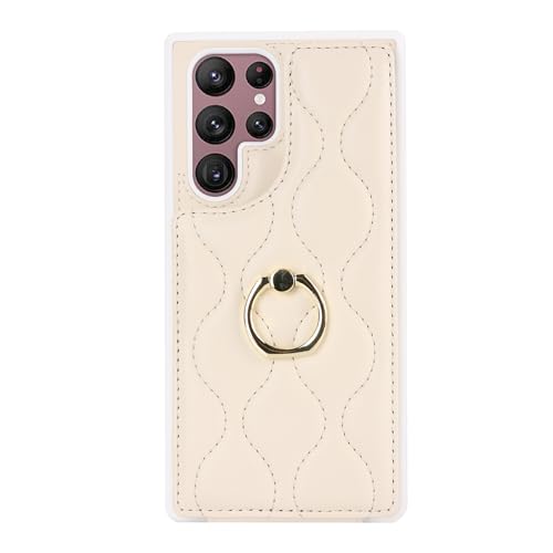 Image of for Samsung Galaxy S23 Ultra 5G Case with Card Holder,Credit Card Holder,Stand Ring Kickstand and RFID Blocking,PU Leather Phone Wallet Case for Women 6.8 inch(Beige)