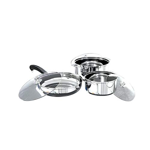Pots and Pan Cookware Set,Kitchenware, 6 Piece of Stainless Steel Soup Pot & Frying Pan Set with Insulation Handle & Induction Bottom. 1 Gallery Image
