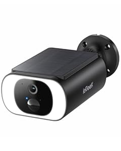 ieGeek 2K WLAN-Kamera für den Außenbereich, kabellos, mit integriertem Solarpanel, Überwachungskamera, Batterie, PIR-Bewegungserkennung, Sirene, Farb-Nachtsicht, 2-Wege-Audio, 2,4 G, Schwarz