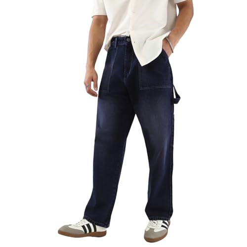 Image of Urbano Fashion Men's Loose Baggy Fit Cargo Carpenter Jeans with 6 Pockets Non-Stretchable