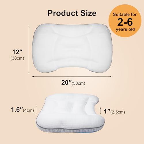 Image of Neck Support Toddler Pillow 12x20 Inch, Dual-Sided Cooling & Soft Pillow, Breathable Ice Silk and Cotton Blend, 2 Height Ergonomic Design, Machine Washable (Pink)