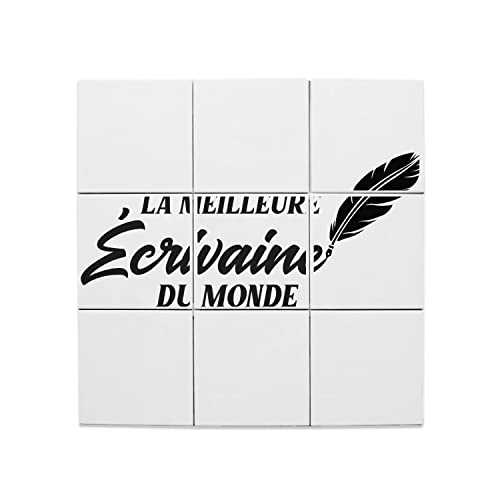 Carreaux céramique décoratif livre écriture x9 lot de faïences murales de 45,6x45,6 cm