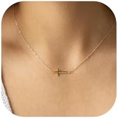 Cross Necklace for Women - 18K Gold Plated Cross Necklace Dainty Gold Necklace for Women Teens Girls Gold Jewelry Easter Religious Christian Christmas Gifts Stocking Stuffers