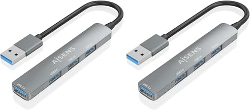 HUB AISENS USB 3.0 Aluminio 1XUSB3.0 A/H 3XUSB2.0 A/H Gris 10CM (Paquete de 2)