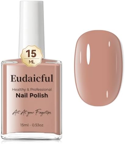 Eudaicful Deep Nude Nail Polish: Quick Dry Nail Polish Fingernail Polish for Women Non Gel Air Drying, Nail Lacquer for Nail Art Manicure Home DIY, 15ML