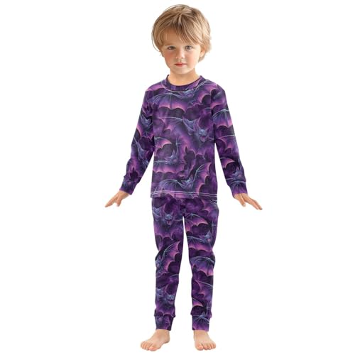 Pajama Sets Long Sleeve Vivid Bats in Flight Soft Comfy Sleepwear 2 Piece PJS 3-8T2