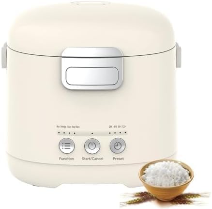 Cuociriso compatto da 1,2 l con pentola interna antiaderente, multifunzione per riso, cereali, porridge e zuppe, mantiene caldo e facile da pulire, perfetto per 1-2 persone, studenti e coppie