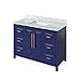 48" Hale Blue Cade Vanity, White Carrara Marble Vanity Top, undermount rectangle bowl