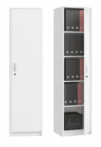 KUBUTKU Armoire de Bureau avec Serrure - Meuble de Rangement avec 1 Porte et 5 Compartiments - Armoire Universelle pour Bureau et Maison - 180 x 44,5 x 35 cm -...