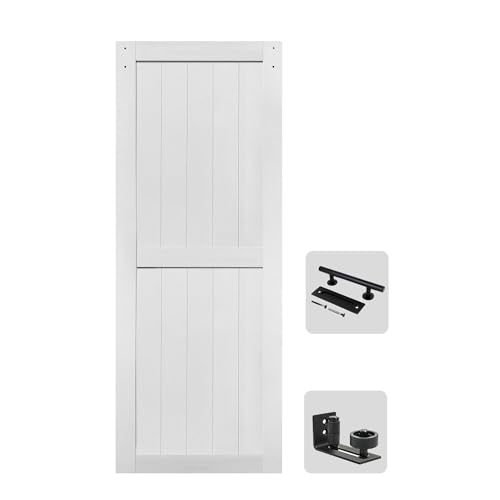 S&Z TOPHAND® 28in x 84in MDF Barn Door, 24-60in Solid Barn Door Slab Covered with Water-Proof PVC Surface, Simple Assembly is Required, No Sliding Hardware Set.