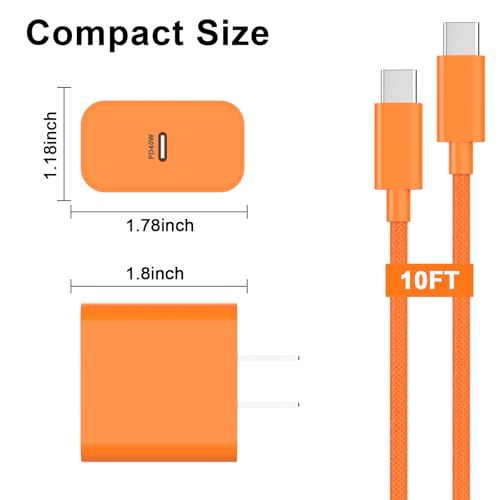 Image of iPhone 17 16 15 Fast Charger,[MFi Certified] 40W USB C Wall Charger Block with 10FT USB C to USB C Charging Data Sync Woven Cable for iPhone 17 /17Air /17Pro Max /16 Pro Max /16Pro /16 /15ProMax /15Pro
