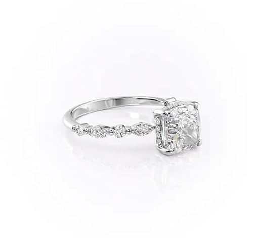 2 Carat Cushion Cut Hidden Halo Engagement Moissanite Ring, D Color Vvs1 Clarity 10K / 14K / 18K Gold Art Deco Antique Halo Wedding Ring For Women, Classic Promise Bridal Anniversary Gift For Her #TOP7