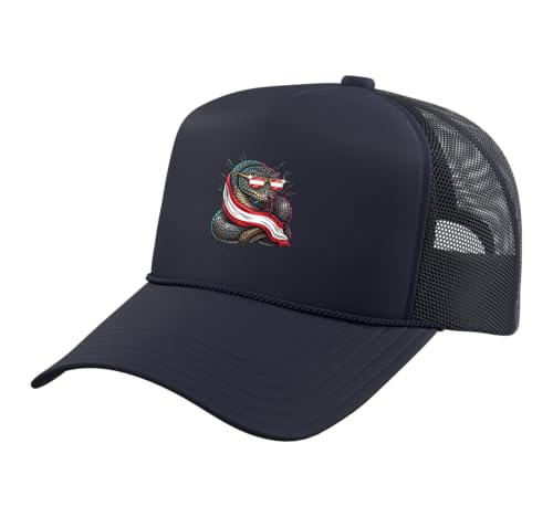 Austria Flag Austrian Pride Trucker Hat with Adjustable Mesh Back, Navy Blue