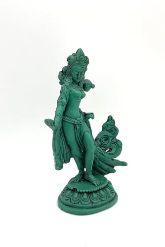 Estatua Green Tara de 5 pulgadas en resina miniatura 3