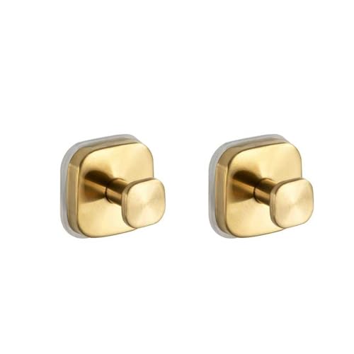 BASSNSSE 壁掛け フック 粘着 304ステンレス製 強力 壁穴あけないフック 壁掛けフック 粘着フック 耐荷重10KG 穴開けない 傷つけない 貼り付け跡なし 防水 防湿 錆びない 簡易インストール くぎフリーマウントスクエア吸盤 (2, ゴールド