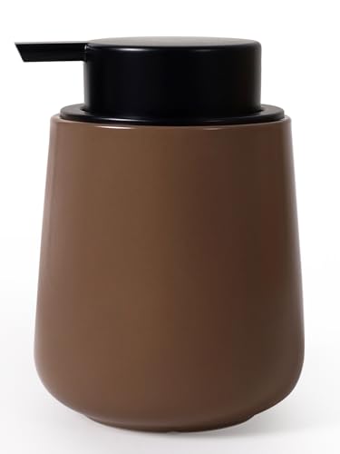 Autumnlife Seifenspender Keramik, Matt Braun Spülmittelspender Küche Seifenspender mit Groß Pumpenkopf, Nachfüllbar Flüssigseifenspender für Handseife,Shampoo,Duschgel,Küche,Bad - 350ml 1