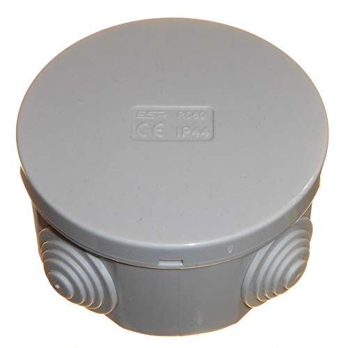 1 caja de conexiones eléctrica redonda de 80 mm x 40 mm, con ojales de entrada de cable de goma y tapa a presión, IP44, a prueba de salpicaduras, resistente a la intemperie Cover