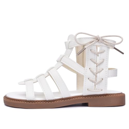 Image of Skeblo Girls Rivet Gladiator Sandals Summer Princess Dress Strappy Flats Zip Up Boots Shoes