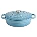 ProCook - Cocotte Basse avec Couvercle - Marmite Faitout en Fonte Émaillée - Dégradé Turquoise - Diamètre 24 cm/Capacité 2.5 L - Compatible avec Induction