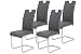 Produktbild 4er Set Schwingstuhl Ruby, Kunstleder Grau, Griffmulde, Metallgestell Chrom 60 x 44 x 103 cm