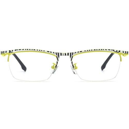 Image of FONEX Colorful Pure Titanium Glasses Frame Men Semi Rimless Square Eyeglasses Eyewear