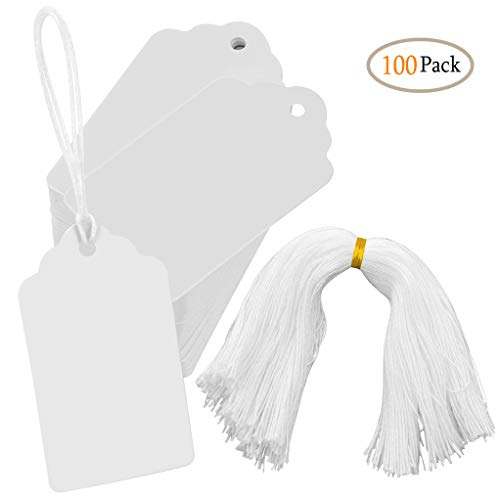 White Marking Tags CiaraQ 100pcs Price Tags Writable Display Labels with Hanging String