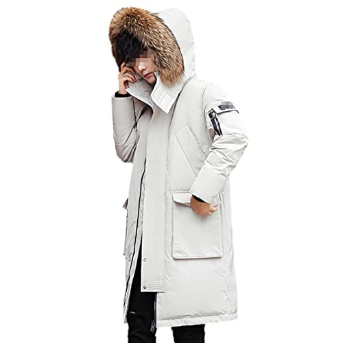 Veste en duvet épaisse homme contre le froid hivernal doudoune blanche longue avec capuche S