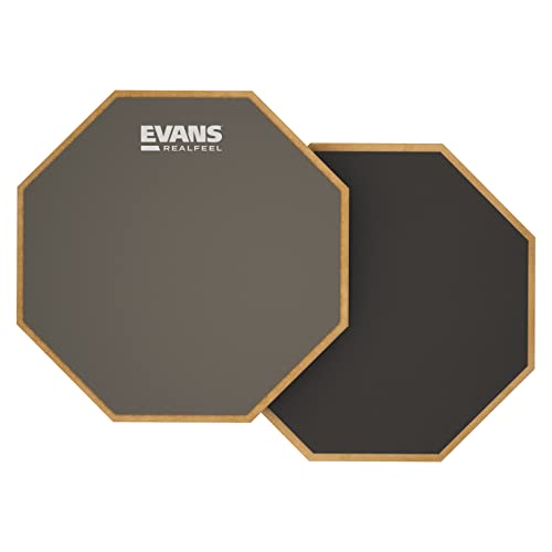 Evans RealFeel - Drum Practice Pad - Drum Pad - Drummer Practice Pad - Gum Rubber & Neoprene, 2 Sided, 6 Inch,Grey