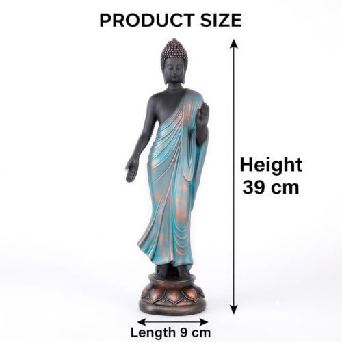 Image of Global Grabbers Buddha Idol Statue | Home Decoration Items for Living Room (Blue Black)