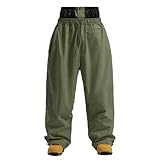 HOMDECR Unisex Skihosen | Damen Herren Schneehose – Gefüttert Warm Wasserdicht, Snowboardhose Mit Hosenträgern, Winter Outdoor Latzhose (XL,Armeegrün)