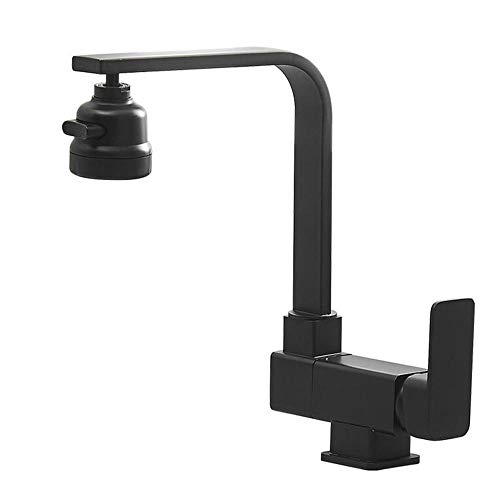 Robinet d'évier de cuisine noir et laiton mitigeur chaud froid pliable