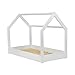 MS FACTORY Letto Casetta in Legno Massello 80x160 cm con Telaio a Doghe - Letto per Bambini Singolo - Stile Scandinavo Nordico Montessori - Bianco