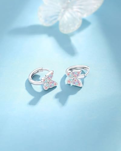 Hypoallergenic Butterfly Hoop Earrings, Valentines Christmas Birthday Gifts3