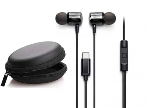 Image of Type C Wired Earphone, Deep Blue, Magnetic, with Premium Pouch, 120 cm Wire, Gaming, Compatible with All Smart Phones, Android, iPhone, iPhone 17,16, SAMSUNGS-26,25 (Black)
