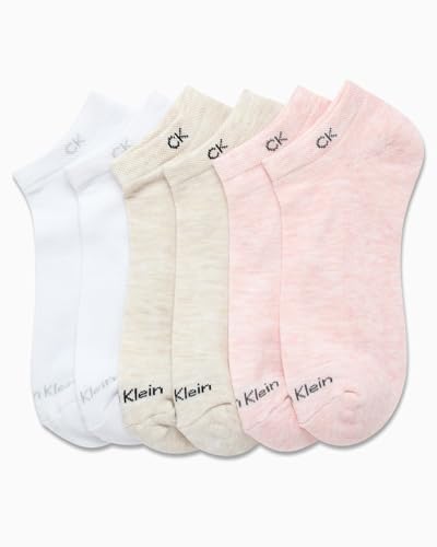 Image of Calvin Klein Womens No Show Socks - 6 Pack Breathable Cotton Blend Athletic Performance Low Cut Running Socks for Women