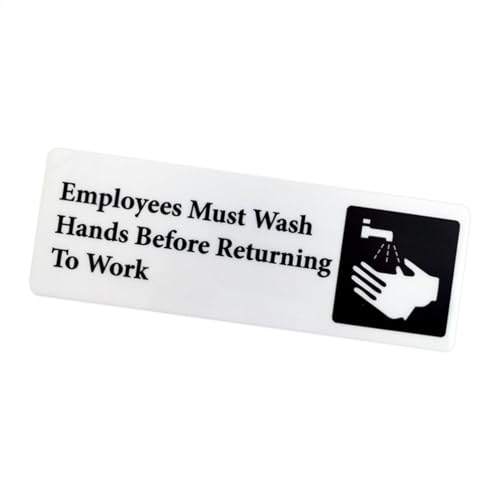 Letrero acrílico con texto en inglés Employees Wash Hand, letrero adhesivo de pared para puerta, letrero informativo de negocios, empleados que se lavan las manos antes del trabajo, letrero de