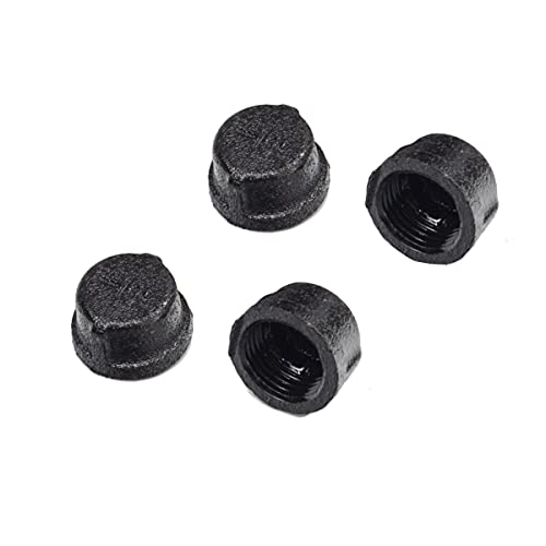 4 Pack DN20 (3/4-inch) Industrial Steampunk Iron Cap for Pipe for DIY Industrial Vintage Style Decoration