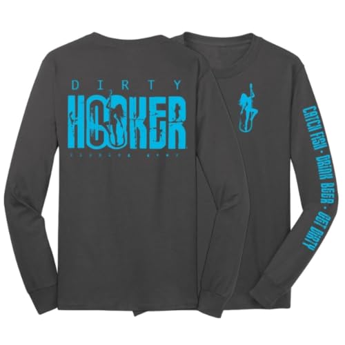 Dirty Hooker Fishing Gear, Longsleeve Tee with Classic Light Blue Logo