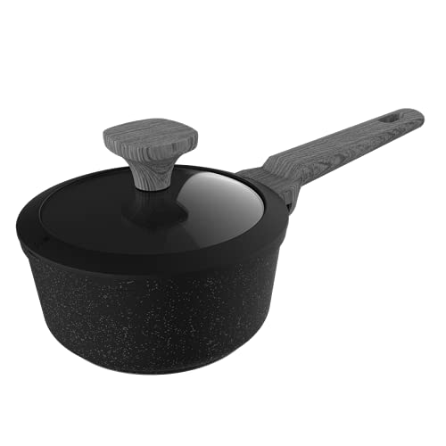 Cecotec Cazo Polka Exclusive 16 Pot Wood&Amp;Rock. Diámetro 16 Cm, Mango Frío De Baquelita, Aluminio Forjado, Revestimiento Antiadherente Teflon, Apta Para Lavavajillas Y Todo Tipo De Cocinas
