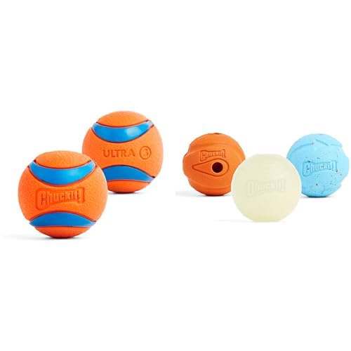 Chuckit Ultra Ball Dog Toy Bundle - Small 2-inch Balls 2-Pack Medium 2 5-inch Gen 1 Fetch Pack