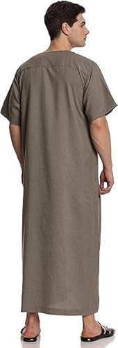 U.S. ELK Men's Round Neck Short Sleeves Jalabiya | Breathable Kaftan Style Thobe for Comfort & Elegance | جلابيات للشباب (Olive, 58)