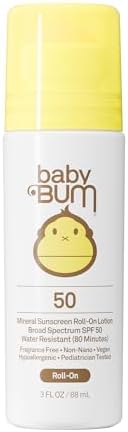 Sun Bum Baby Bum Mineral SPF 50 Roll-On Sunscreen - Vegan and Hawaii 104 Act Compliant (Without Octinoxate & Oxybenzone) - Broad Spectrum Moisturizing UVA/UVB - Travel Size - 3 oz