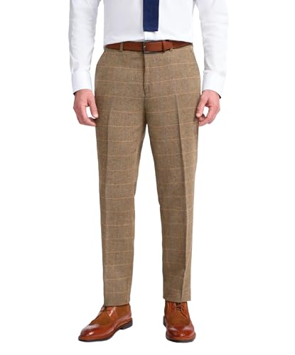 Veste de costume slim à carreaux homme en laine tweed marron clair