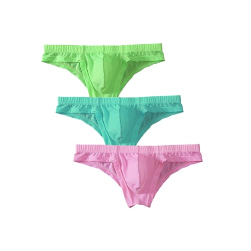 Men's Ice Silk Triangle Panties Solid Color Low Waist Bulge Pouch Hip Half Coverage Bikini Briefs